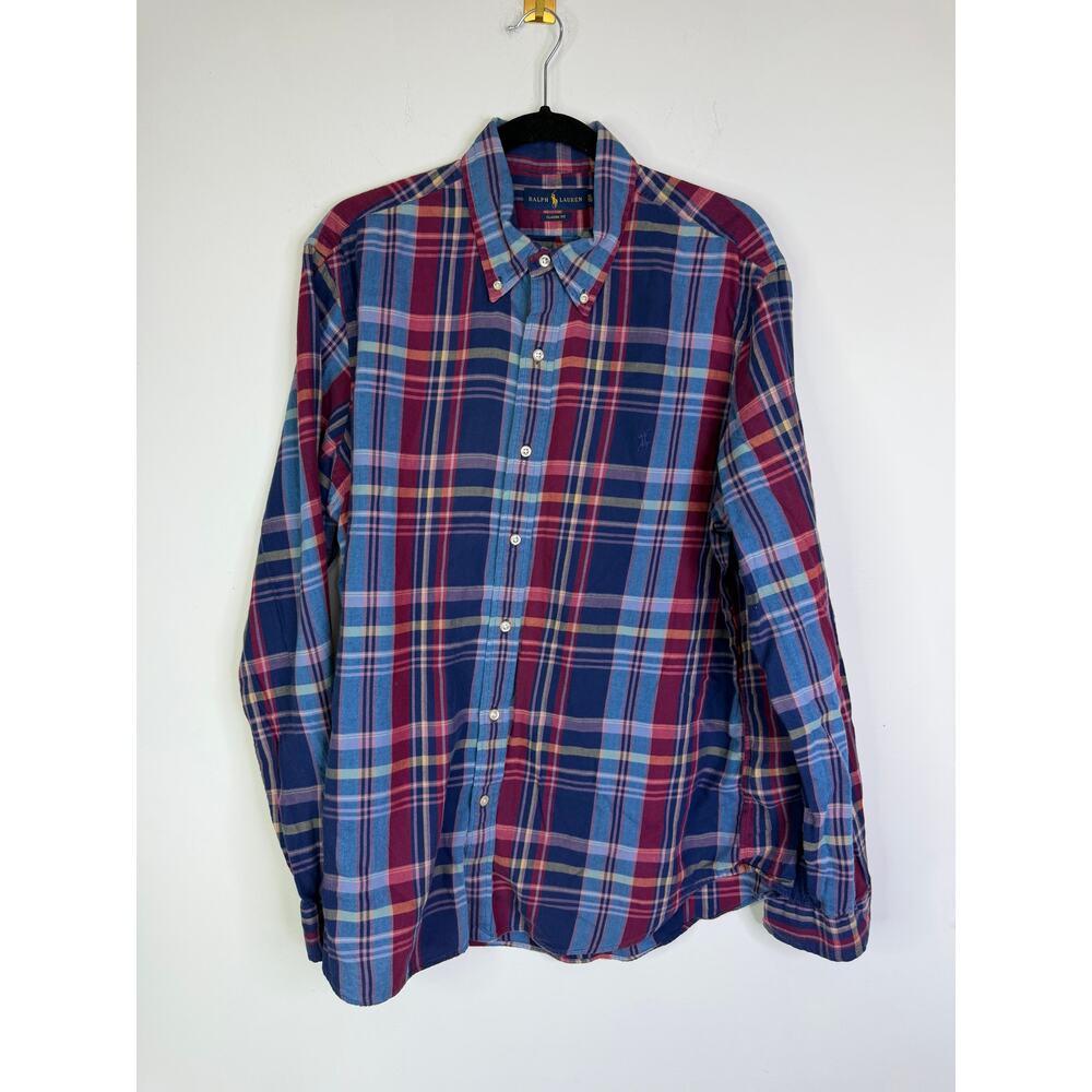 Ralph Lauren Plaid Long Sleeve Button Down Polo Shirt Size XL